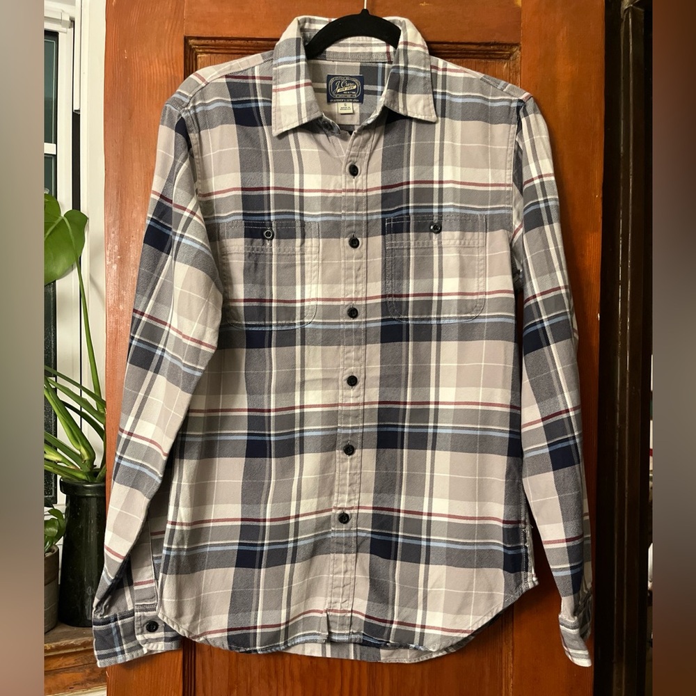 J. Crew Long Sleeve Men’s Plaid Winter Button-up Shirt w/ Pockets Size Small